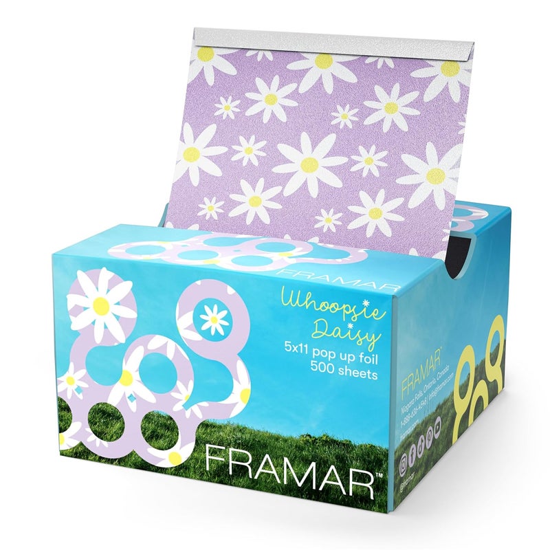 framar Daisy Hair Foils For Highlighting - Pop Up Hair Foil, Highlight Foils For Hair, Aluminum Foil Sheets, Salon Foils For Hair Stylist, Hair Dye Supplies, Non Slip 500 Pop Up Foil Sheets - Image 1